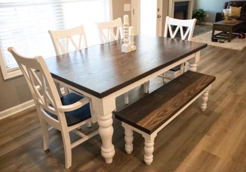 Farmhouse Dining table | Tables by Clines Crafted Woodworking LLC. Item composed of wood