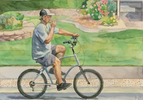 “Slow ride” watercolor painting | Paintings by Dmitry Mosaics. Item made of synthetic