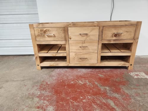 Model 1079 - Custom Double Sink Bathroom Vanity | Countertop in Furniture by Limitless Woodworking. Item made of maple wood compatible with contemporary and country & farmhouse style
