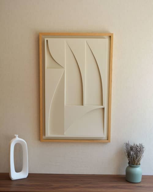 No. 110 Japandi Plaster Wall Relief - Scandinavian Decor | Wall Sculpture in Wall Hangings by Joseph A