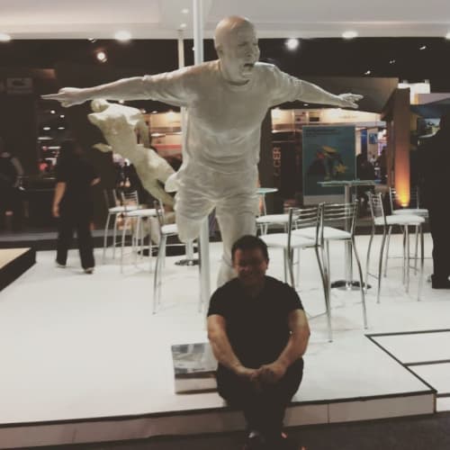 Ronaldo | Public Sculptures by Cicero D'Ávila | Rome Fiumicino Airport in Fiumicino. Item made of wood