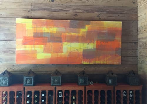 Ornament | Oil And Acrylic Painting in Paintings by Caroline Wright | Swoop in Austin. Item composed of canvas and paper