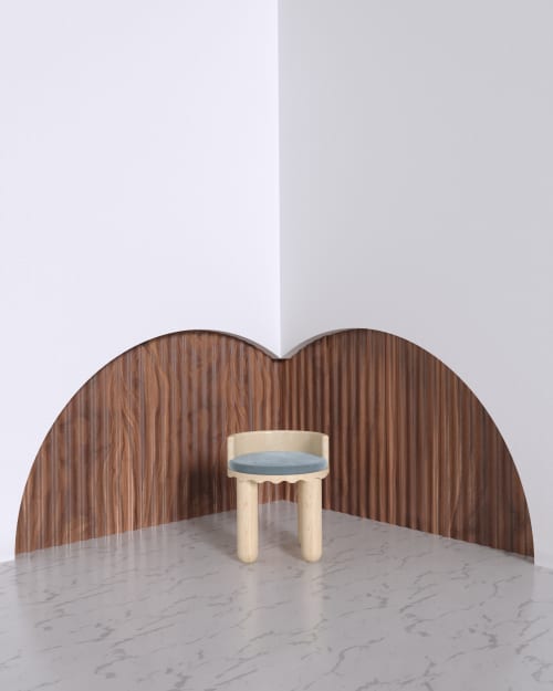 SOLID HARD MAPLE with VELVET DINING CHAIR NAMI | Chairs by HACHI COLLECTIONS. Item composed of maple wood