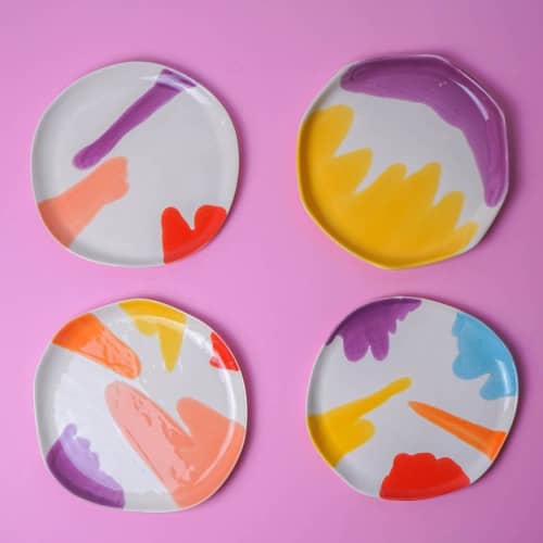Multicolour Plates — Set of 4 | Dinnerware by Pottery & Poetry. Item made of ceramic works with contemporary style