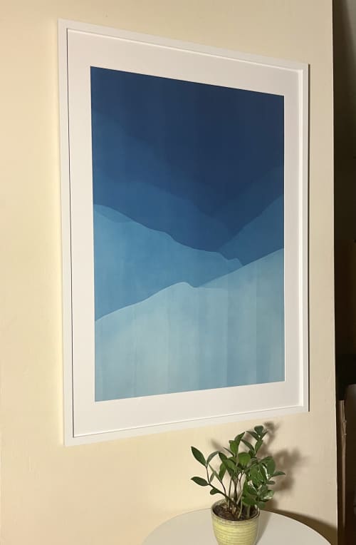 Deep Blue Sea (22 x 33" handmade abstract cyanotype) | Photography by Christine So. Item made of cotton with paper works with boho & minimalism style