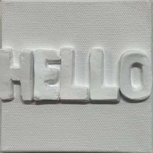 Hello | Signage by Emeline Tate. Item composed of canvas