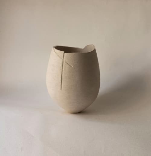 Organic unglazed beige ceramic vessel VÉORA | Vases & Vessels by Àlvar Martínez Mestres | Barcelona in Barcelona. Item made of stoneware works with minimalism & contemporary style