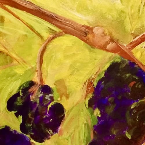 Naramata Grapes inspired British Columbia's wine country | Oil And Acrylic Painting in Paintings by Connie O’Connor. Item made of canvas