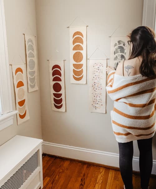 Moon Phase Tapestry | Wall Hangings by Over the Knotted Moon. Item made of canvas