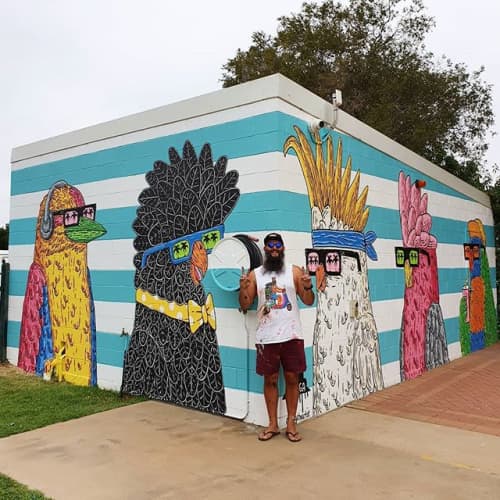Mural at Dubbo Swimming Pool | Street Murals by Mulga | Dubbo Aquatic Leisure Centre in Dubbo. Item made of synthetic