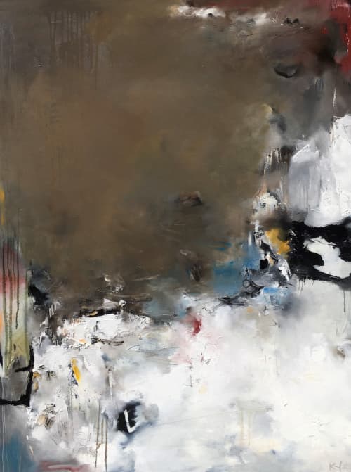 Cliff Face: Peregrine Kingdom | Oil And Acrylic Painting in Paintings by Nicholas Kriefall. Item made of canvas works with contemporary & modern style
