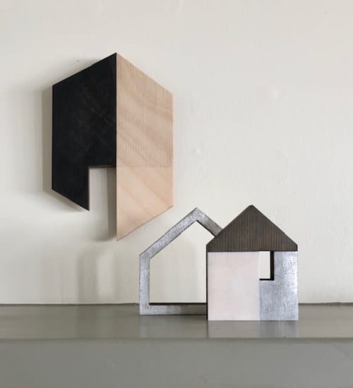 Sculpture: Black, white, silver | Wall Sculpture in Wall Hangings by Susan Laughton Artist | GALLERY57 in Arundel. Item made of wood with synthetic