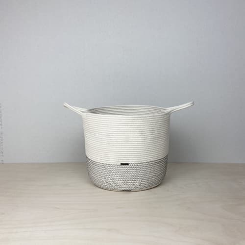 Storage Basket with handles handcrafted from cotton rope | Storage by Crafting the Harvest. Item made of cotton works with boho & minimalism style