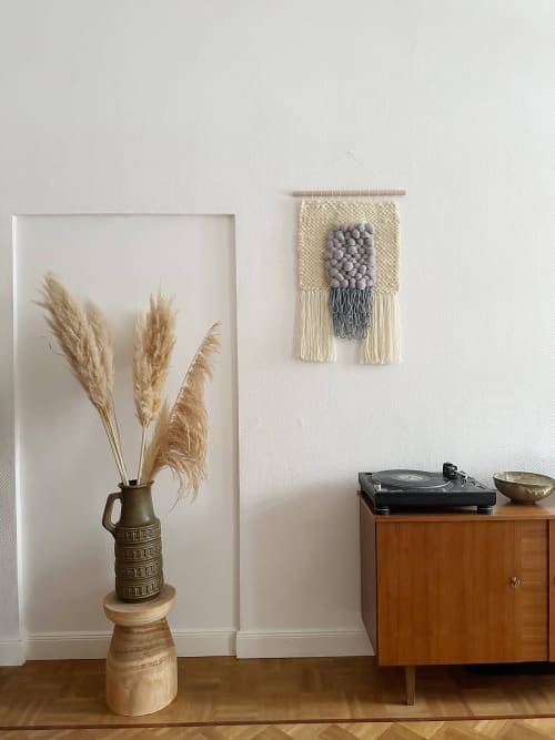 The Portal | Silver | Tapestry in Wall Hangings by Dörte Bundt. Item made of wood with cotton works with boho & mid century modern style