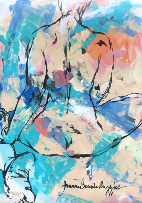 She Waits | Oil And Acrylic Painting in Paintings by Joanne Beaule Ruggles. Item made of canvas with synthetic works with mid century modern & contemporary style