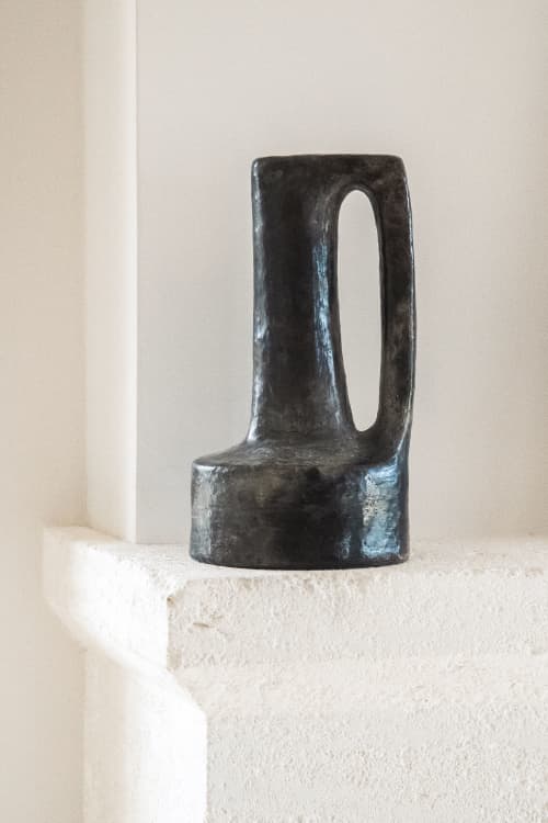 Vase JAMILA in black | Vases & Vessels by Jana Mistrik. Item composed of ceramic compatible with minimalism and mediterranean style