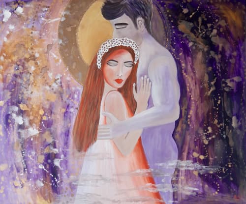 Eternal love | Oil And Acrylic Painting in Paintings by Elena Parau. Item composed of canvas in contemporary or country & farmhouse style
