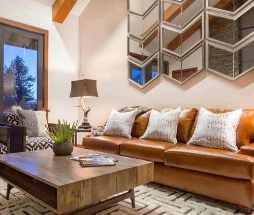 Swashes Copper | Pillows by Philomela Textiles & Wallpaper | Zalanta Resort at the Village in South Lake Tahoe