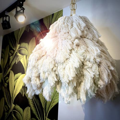 Boho Chandelier | Chandeliers by Lisa Haines. Item made of fiber works with boho style