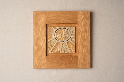 Sun Ceramic Wall Art | Wall Sculpture in Wall Hangings by Clare and Romy Studio. Item composed of ceramic in boho or mid century modern style