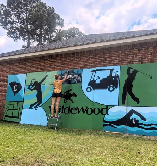 Wildewood Tennis Lounge | Murals by Christine Crawford | Christine Creates | The Members Club at WildeWood in Columbia