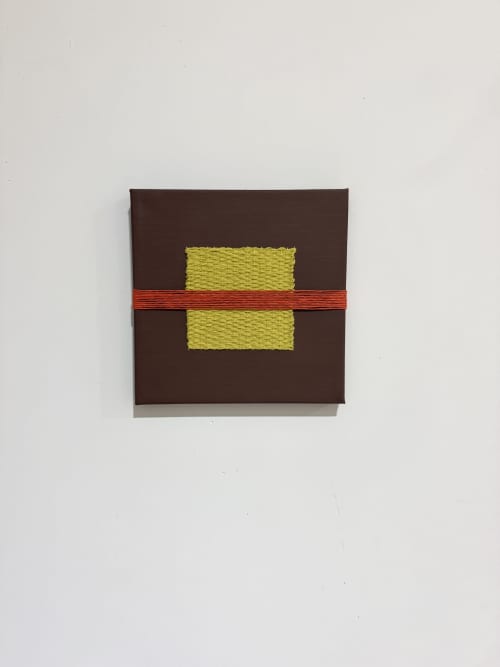 Mixed Media Weaving | Brown, Yellow, Orange | Tapestry in Wall Hangings by Sarah Lawrence. Item made of canvas & fiber compatible with minimalism and mid century modern style