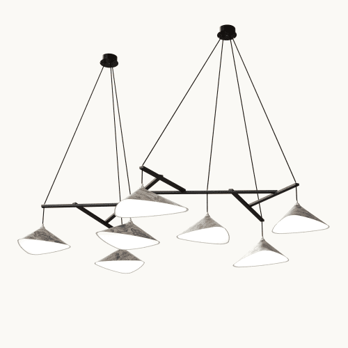 Emily Group of Seven Pendant Light Oxid | Chandeliers by MOSS Objects. Item made of oak wood with steel works with contemporary & modern style