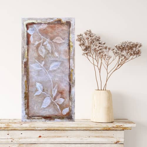 Terra Cotta Vines - Original Mixed Media Botanical Painting | Mixed Media by Jennifer Lorton Art. Item works with contemporary & coastal style