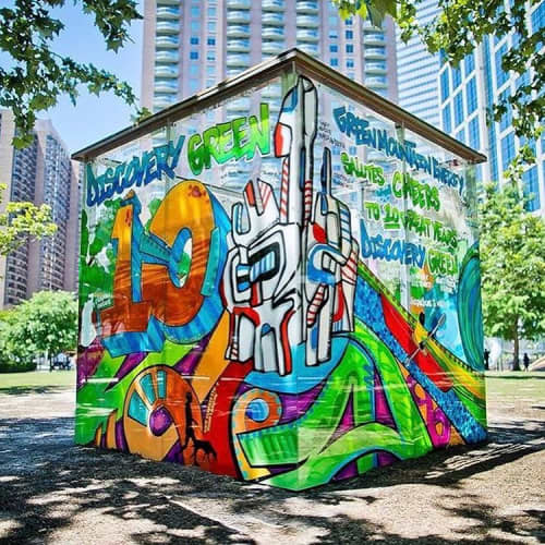 Decade Dance | Street Murals by Mario E. Figueroa, Jr. (GONZO247) | Discovery Green in Houston. Item made of synthetic