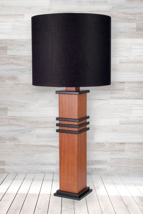 Trinity | Table Lamp in Lamps by Jim Thellefsen Design. Item made of oak wood with linen