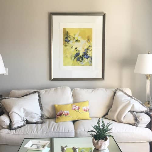 Violet Irises and Sunshine | Oil And Acrylic Painting in Paintings by Cameron Schmitz. Item composed of paper