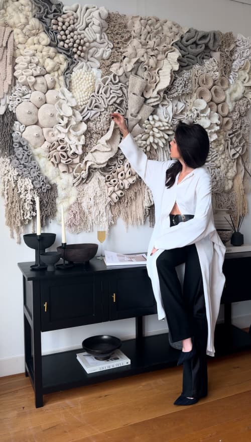 Custom Coral Textile Wall Sculpture Large Fiber Art - SHORE | Tapestry in Wall Hangings by Anna Baranova Art. Item composed of cotton and fiber in contemporary or modern style