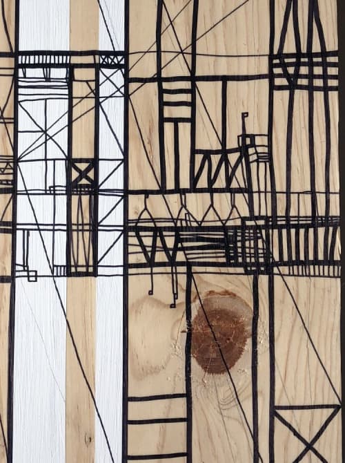 Parallels Black and White, I | Oil And Acrylic Painting in Paintings by Atelier Stumpo. Item made of wood & synthetic