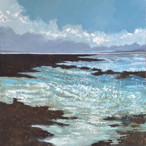 Breaking Through - Modern Seascape Painting | Oil And Acrylic Painting in Paintings by Filomena Booth Fine Art. Item composed of canvas compatible with contemporary and coastal style