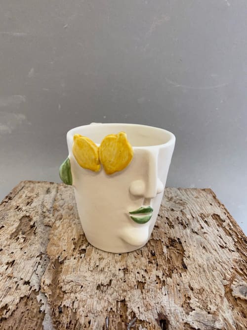 Fish And Prickly Pear Mugs | Drinkware by Patrizia Italiano. Item composed of ceramic
