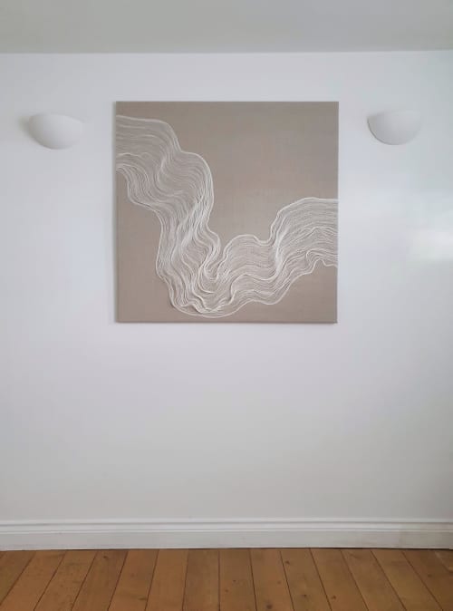 Silence | Tapestry in Wall Hangings by Saskia Saunders. Item made of linen with fiber works with minimalism & contemporary style
