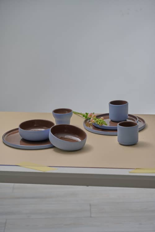 Handmade Porcelain Bowl. Forget-me-not/Chocolate | Dinnerware by Creating Comfort Lab. Item made of ceramic works with mid century modern & contemporary style