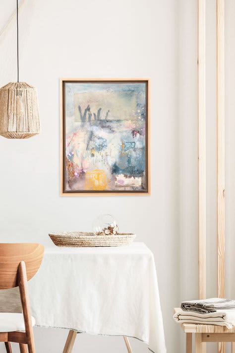 "Serene Chaos" - Abstract - Framed | Mixed Media in Paintings by El Lovaas. Item made of canvas