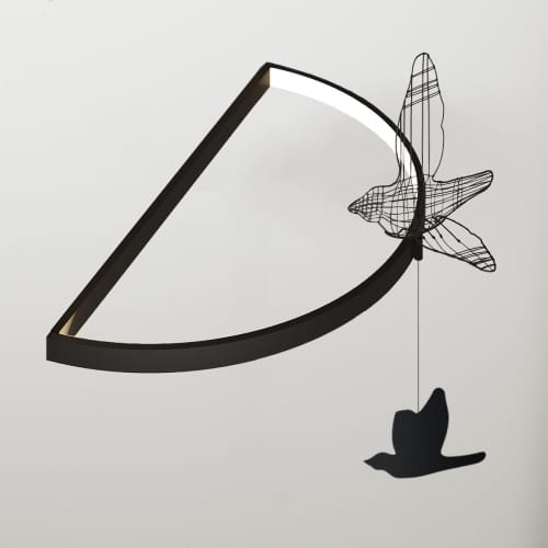 Flight Shadows - pendant wall by Svitanok | Pendants by SVITANOK by Artem Zakharchenko. Item made of fabric with steel works with boho & minimalism style