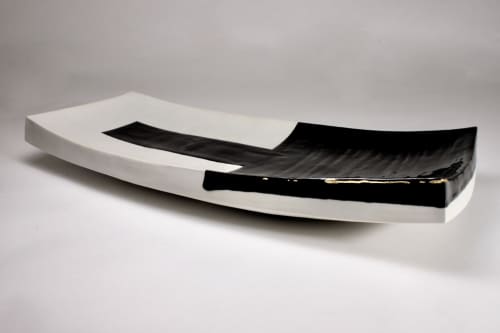 Rectangular architectural hollow platter form | Serveware by Mimi Logothetis Porcelain. Item composed of ceramic