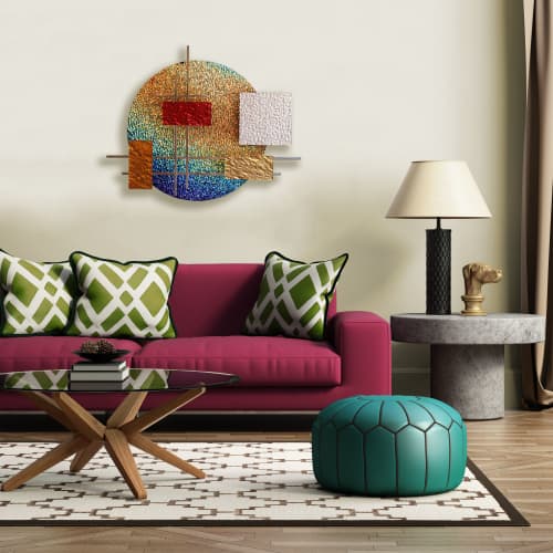 "Dichro" Glass and Metal Wall Art Sculpture | Wall Sculpture in Wall Hangings by Karo Studios. Item made of metal with glass