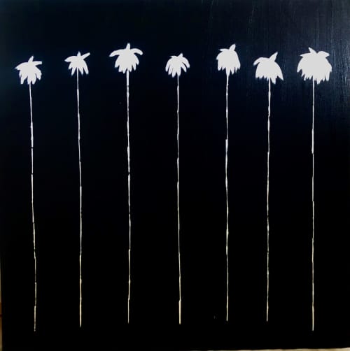 Lucky 7 Palms #6 | Oil And Acrylic Painting in Paintings by Dutch Montana Art | Corona Del Mar in Newport Beach. Item composed of synthetic