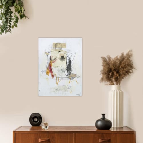 Untitled Figure Study | Mixed Media by Ethan Newman. Item composed of paper and synthetic in boho or minimalism style