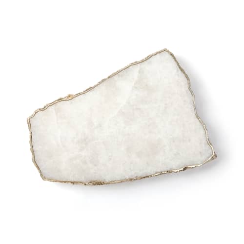 Natural White Quartz Serving & Decorative Platter | Serving Tray in Serveware by Serein Wellness LLC. Item made of stone works with boho style