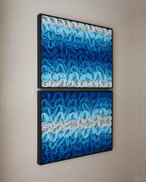 No. 15 Set of 2 Acoustic Diffuser Panel - Gradient Abstract | Wall Sculpture in Wall Hangings by Joseph A