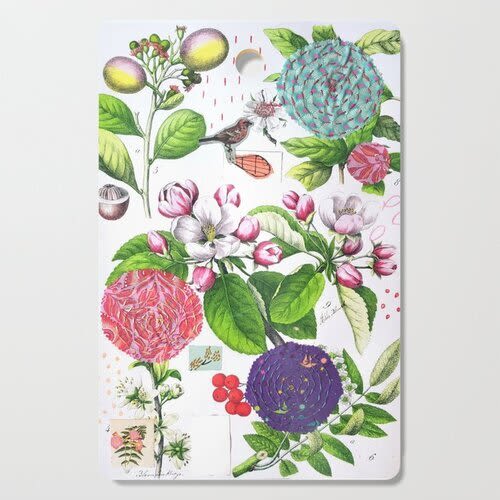 Hydrangea Botanical Cutting Board | Serving Board in Serveware by Pam (Pamela) Smilow. Item made of wood