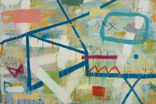 Hopscotch 48x72 | Oil And Acrylic Painting in Paintings by Bibby Gignilliat. Item made of wood with synthetic