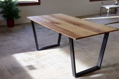 Modern Ash Dining Table with Black Steel Tapered Legs (in st | Tables by Hazel Oak Farms. Item made of wood & metal