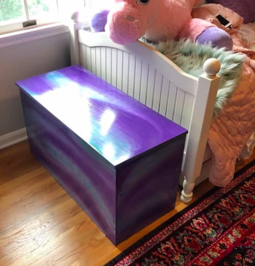 Unicorn Spit painted Children's Toy Chest | Storage by Basemeant WRX. Item composed of wood