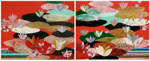 Lotus I & II | Mixed Media in Paintings by Meredith Pardue